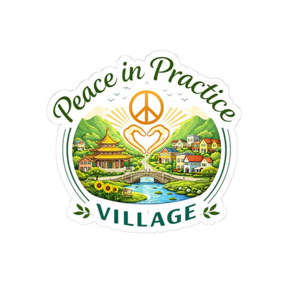 Peace in Practice Village Sticker — Peaceful Countryside Kiss-Cut Vinyl Decal