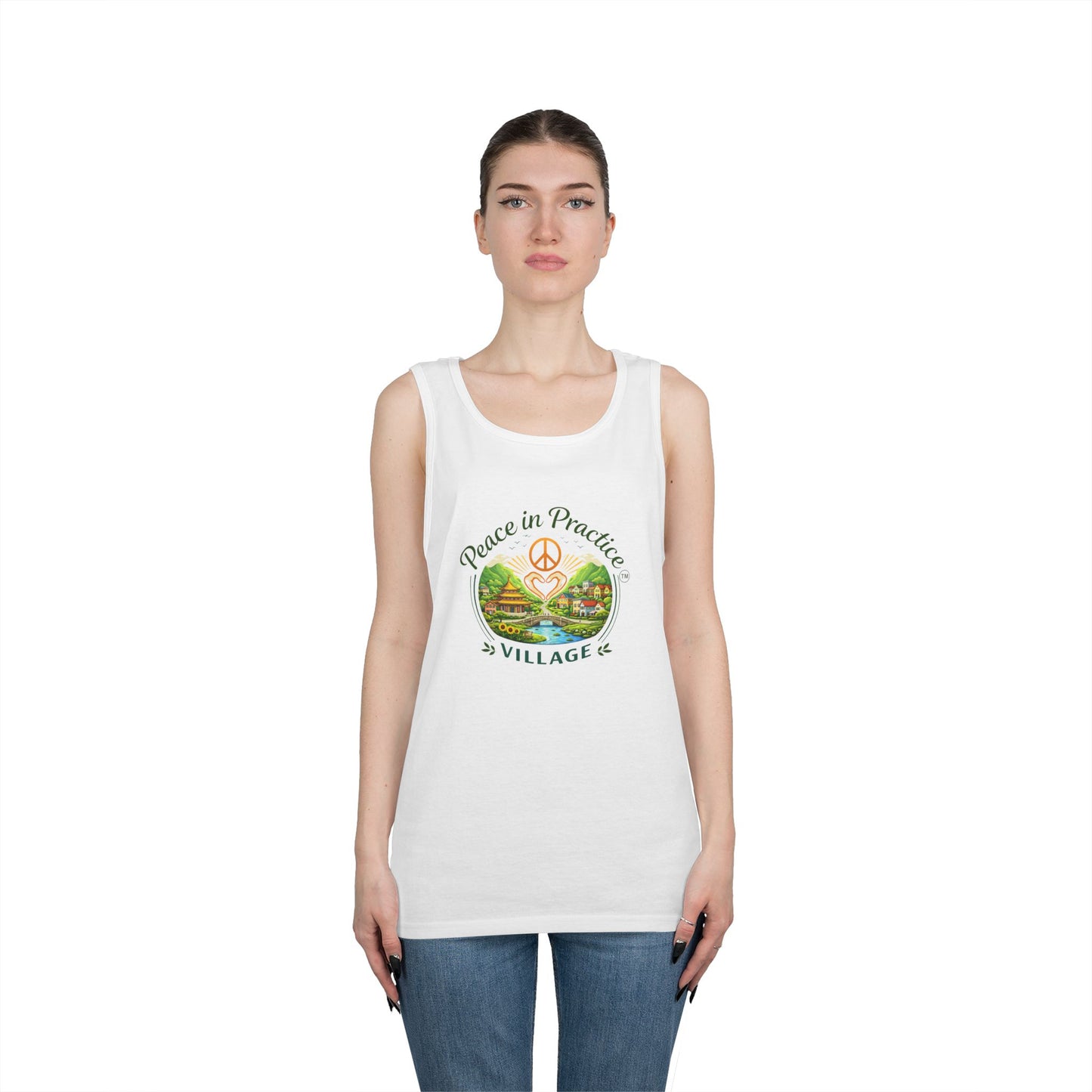 Peace in Practice Village Tank Top – Peace Sign Nature Graphic