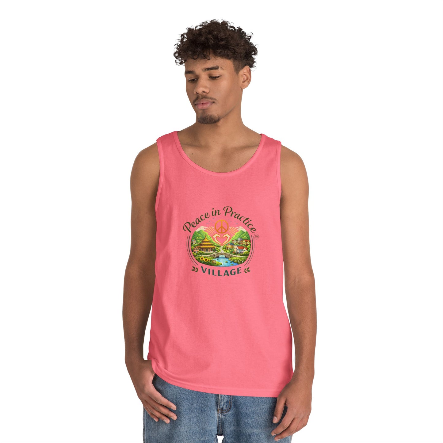Peace in Practice Village Tank Top – Peace Sign Nature Graphic