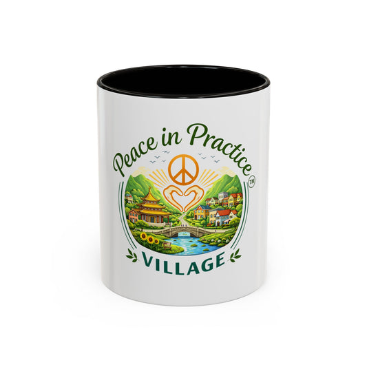 Peace in Practice Village Mug — Colorful 11oz/15oz Ceramic Coffee Cup