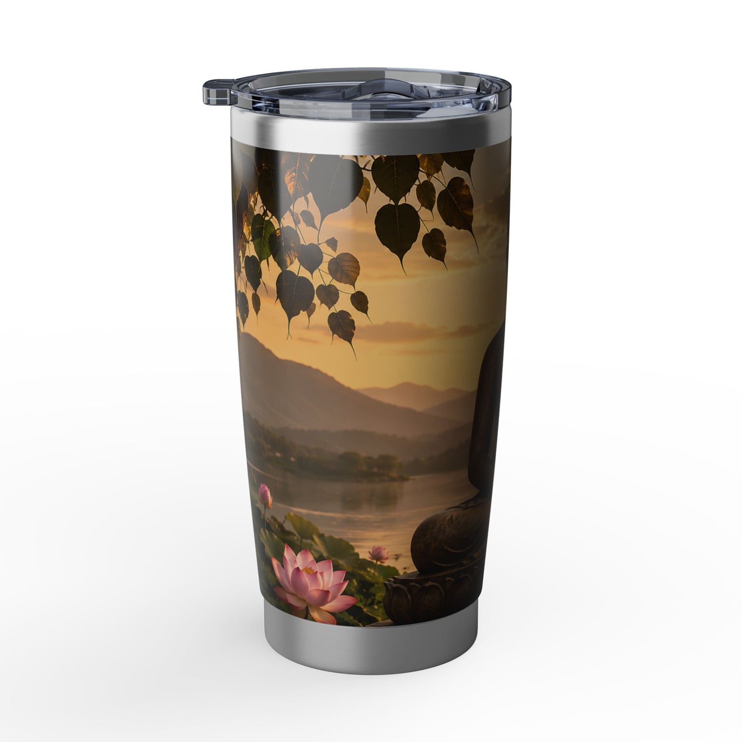 Buddha Sunrise 20oz Tumbler — Travel Mug with Serene Lotus & Meditation Design