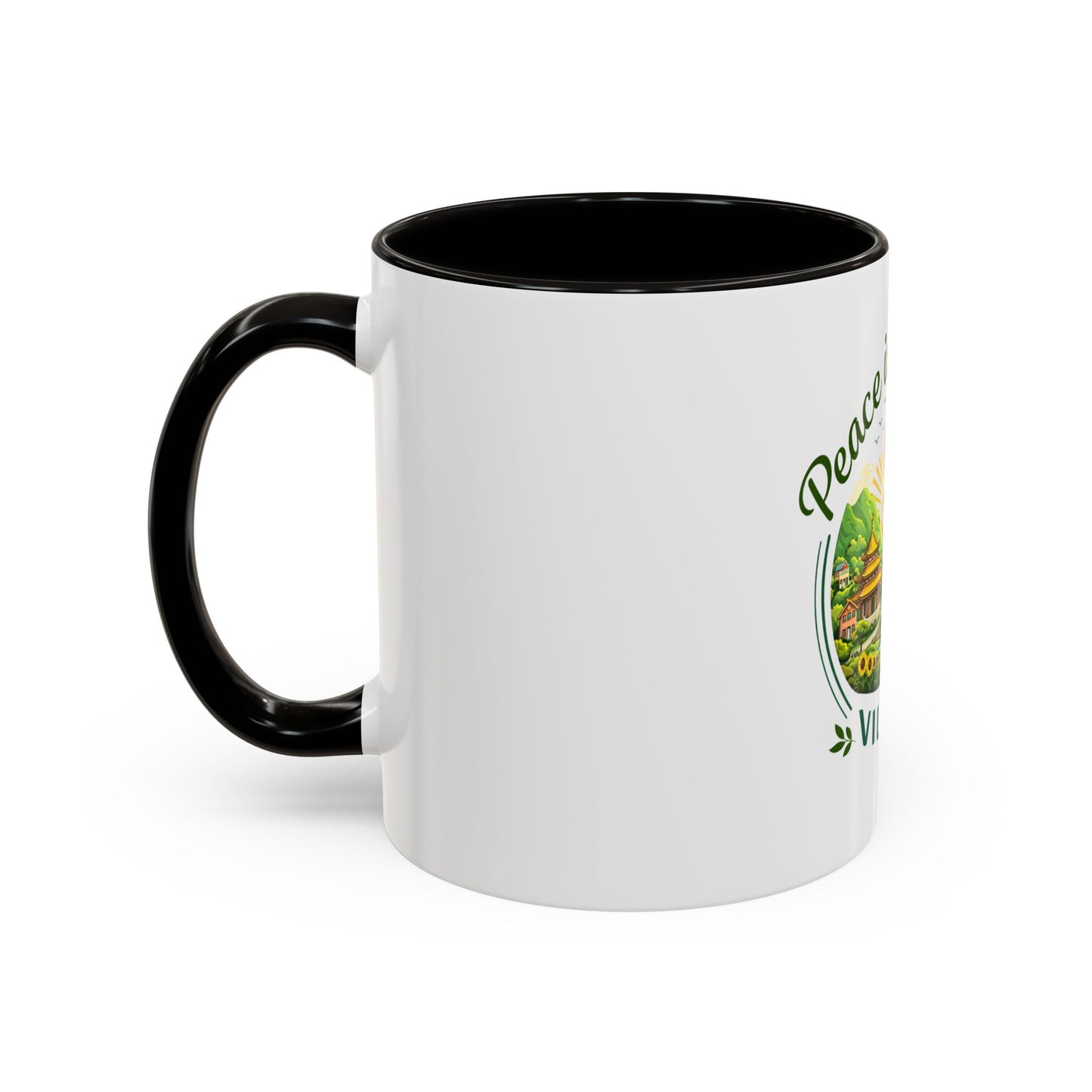 Peace in Practice Village Mug — Colorful 11oz/15oz Ceramic Coffee Cup