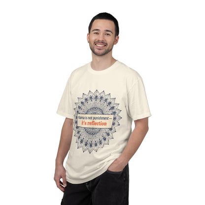 T-Shirt — 'Karma Is Not Punishment, It’s Reflection' Mandala Tee (Peace in Practice Village)