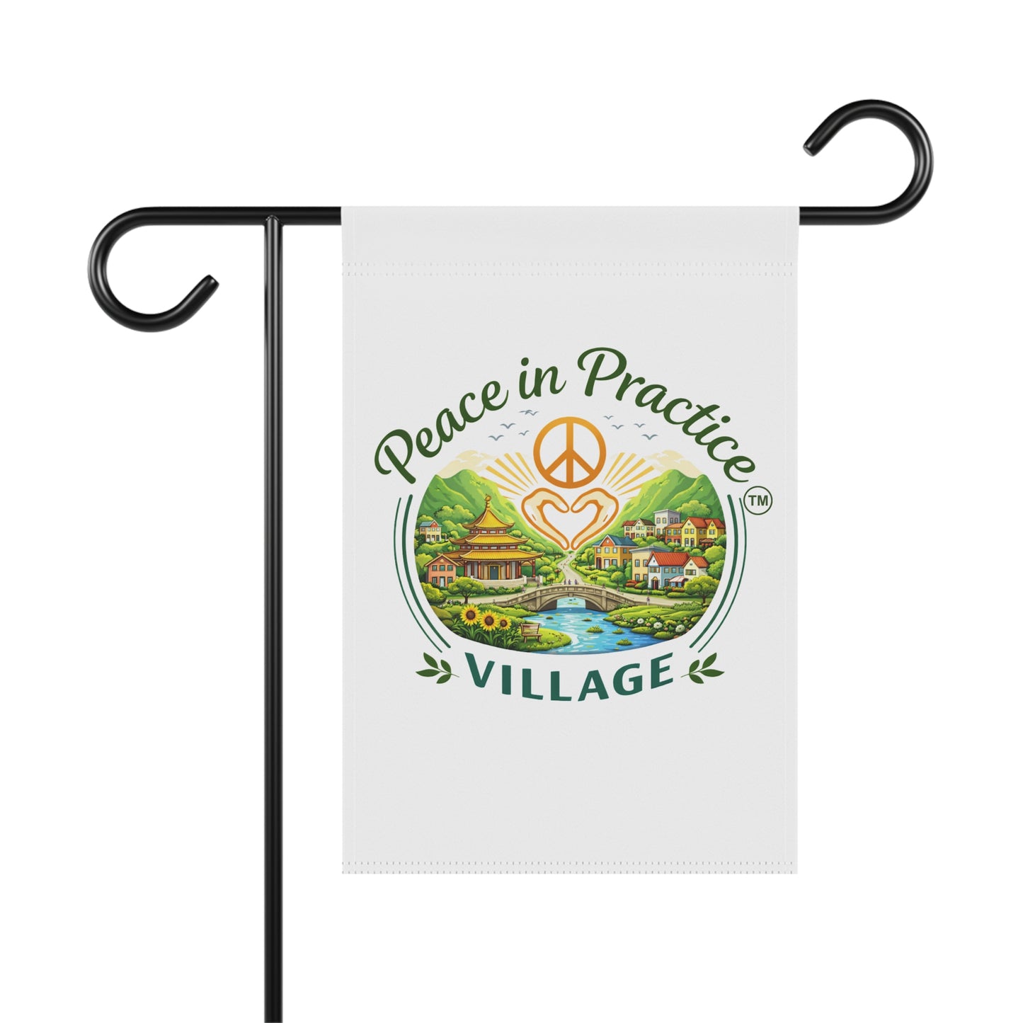 Peace in Practice Village Garden Flag — Decorative Outdoor House Banner