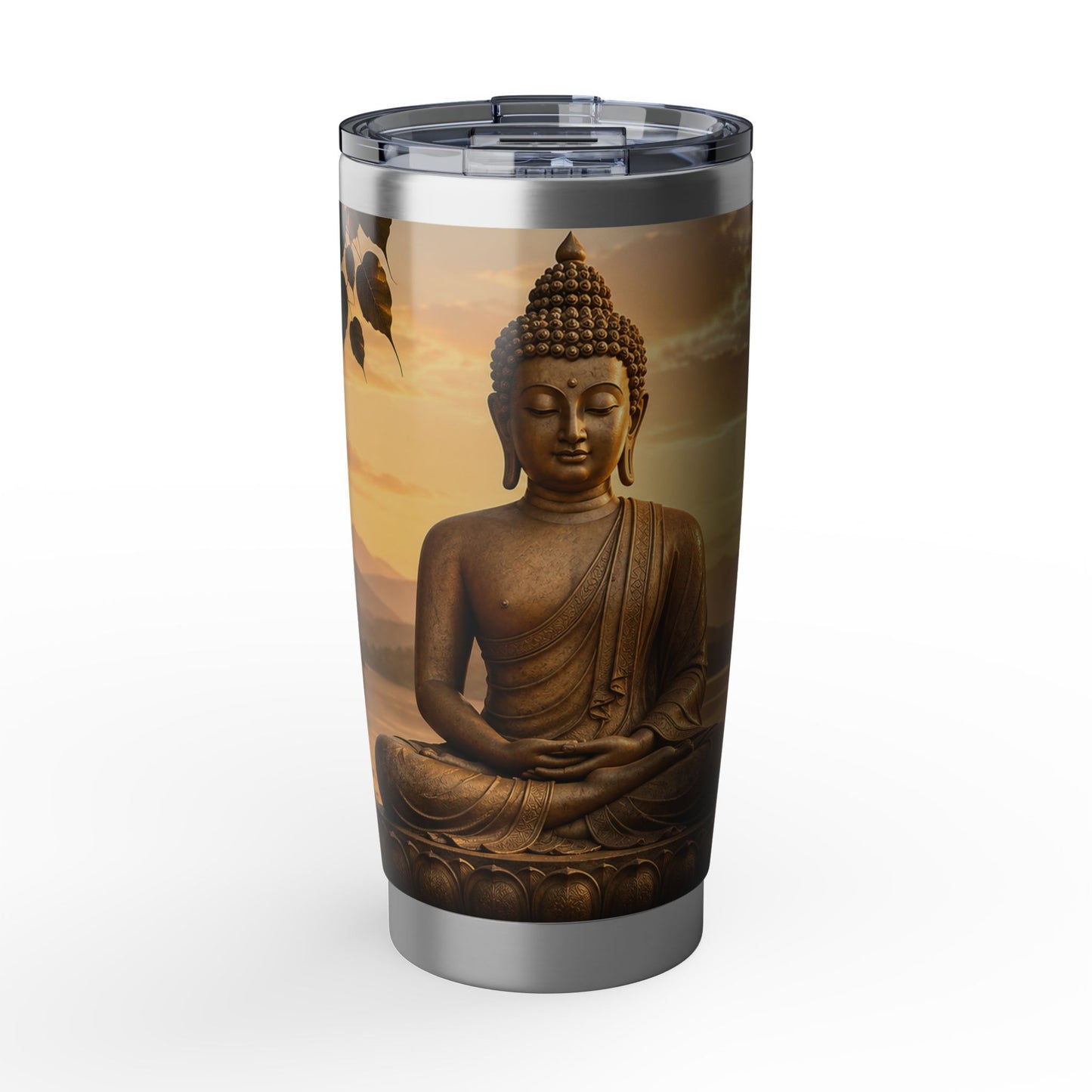 Buddha Sunrise 20oz Tumbler — Travel Mug with Serene Lotus & Meditation Design