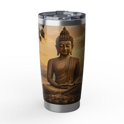 Buddha Sunrise 20oz Tumbler — Travel Mug with Serene Lotus & Meditation Design