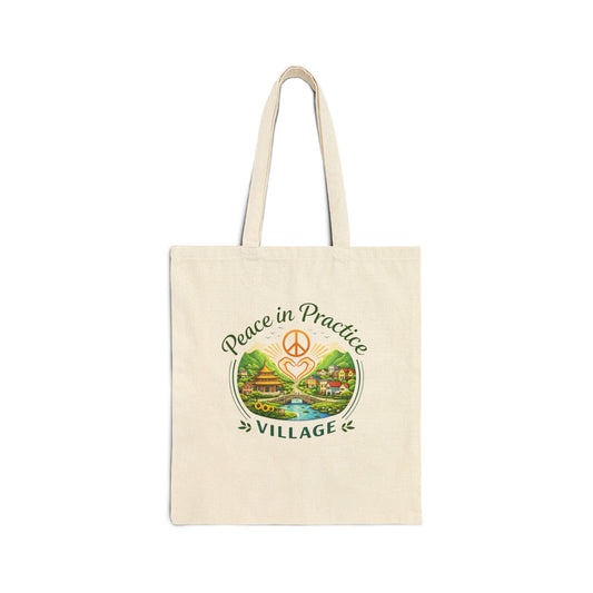 Peace in Practice Village Tote Bag — Eco Cotton Canvas Shoulder Tote