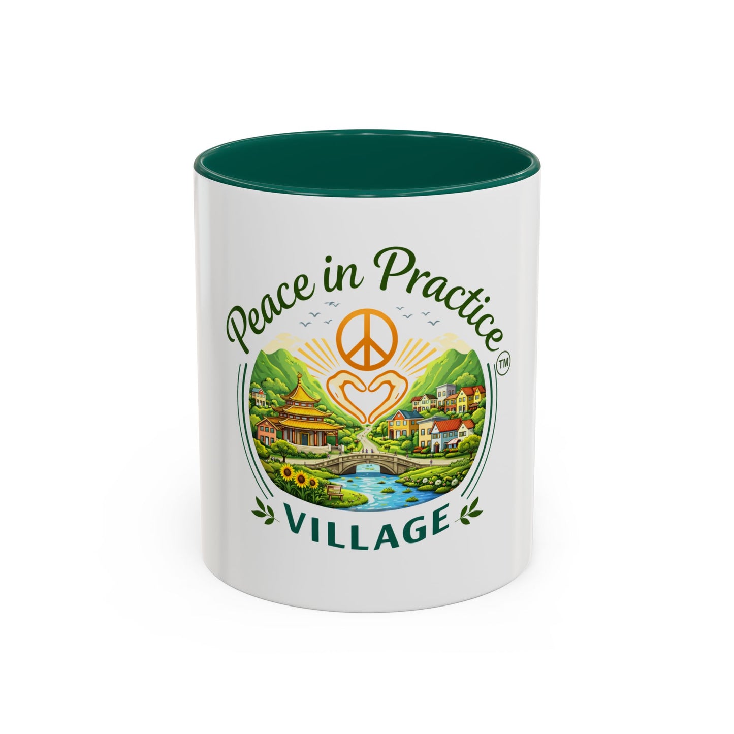 Peace in Practice Village Mug — Colorful 11oz/15oz Ceramic Coffee Cup