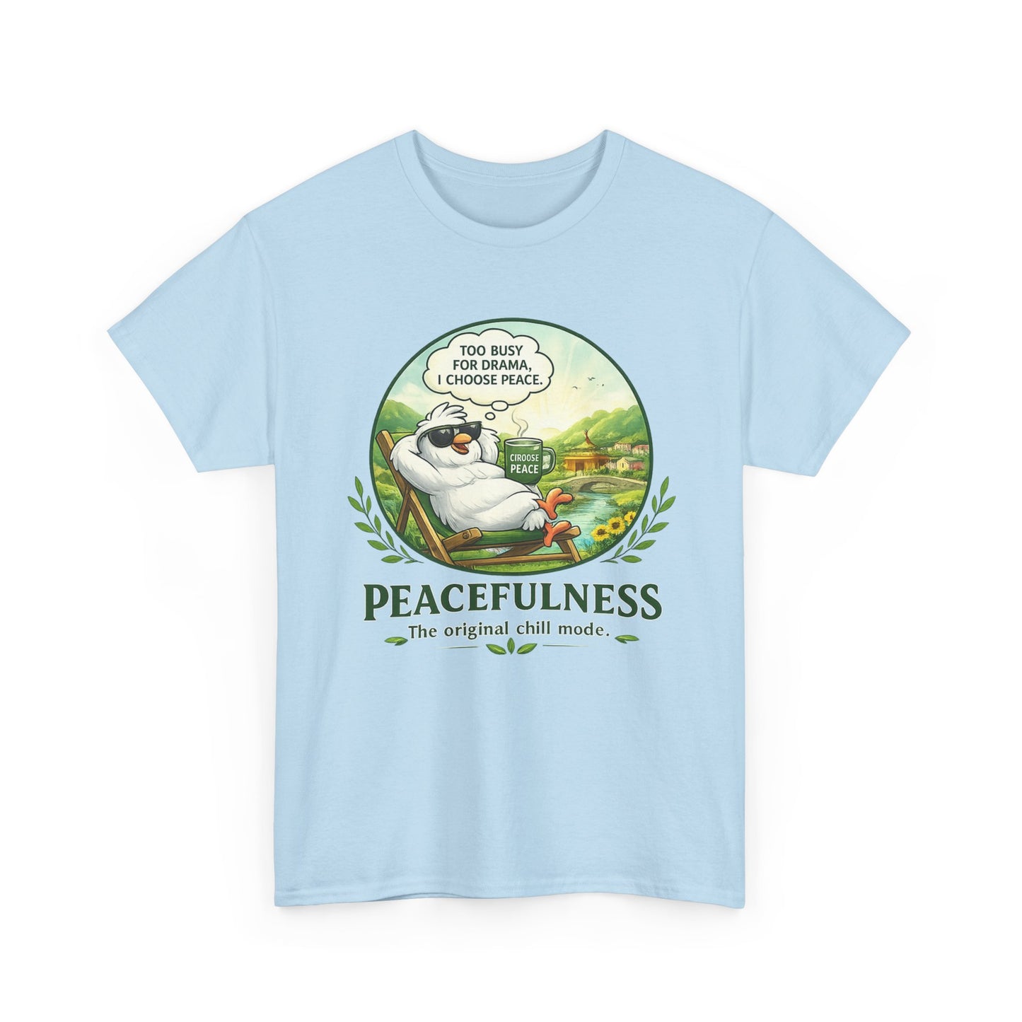 Peacefulness Cat T-Shirt — "You Busy for Drama? I Choose Peace" Relaxed Graphic Tee