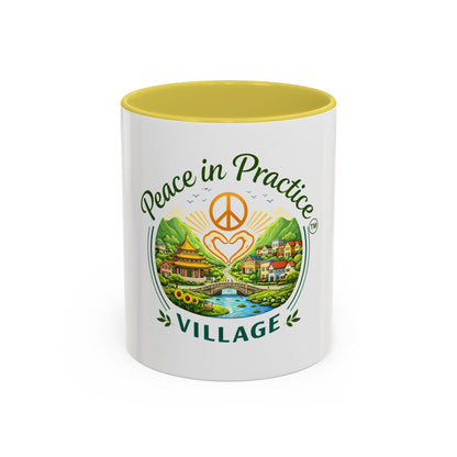 Peace in Practice Village Mug — Colorful 11oz/15oz Ceramic Coffee Cup
