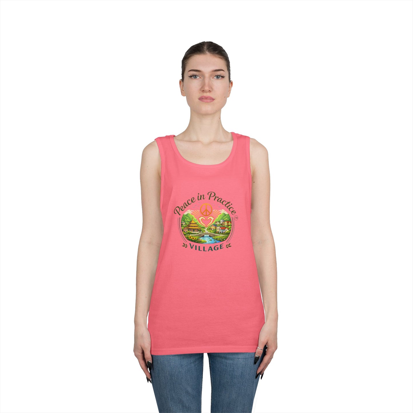 Peace in Practice Village Tank Top – Peace Sign Nature Graphic