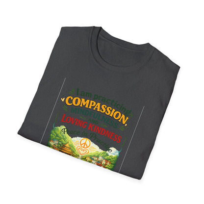 "I am practicing compassion, mindfulness and loving kindness" Spiritual Tee