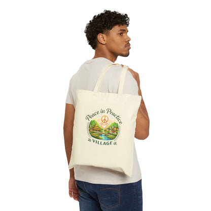 Peace in Practice Village Tote Bag — Eco Cotton Canvas Shoulder Tote