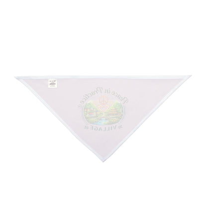 Pet Bandana — 'Peace in Practice Village' Pastel Pink Dog & Cat Bandana (Peace Sign, Scenic Design)