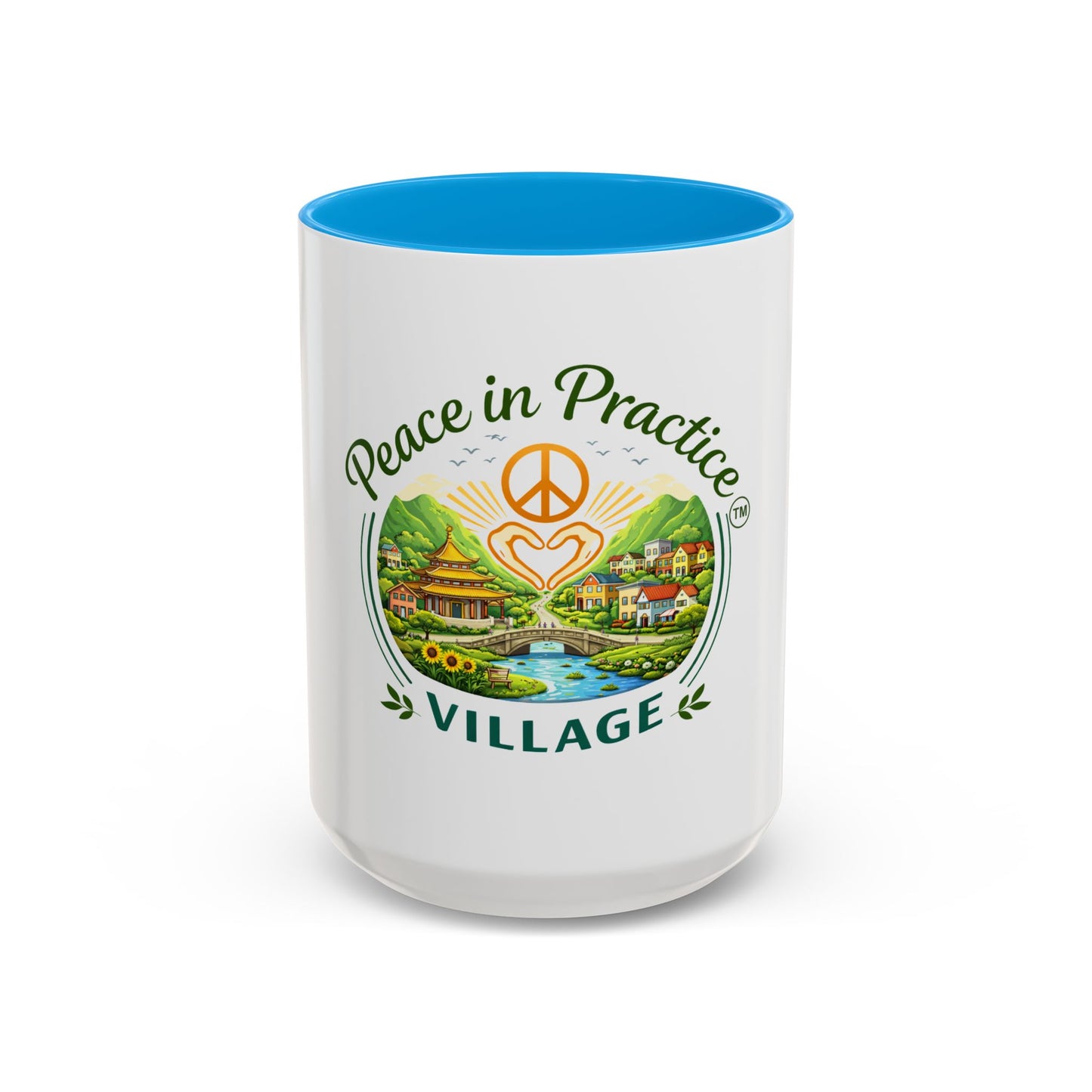 Peace in Practice Village Mug — Colorful 11oz/15oz Ceramic Coffee Cup