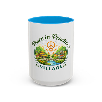 Peace in Practice Village Mug — Colorful 11oz/15oz Ceramic Coffee Cup
