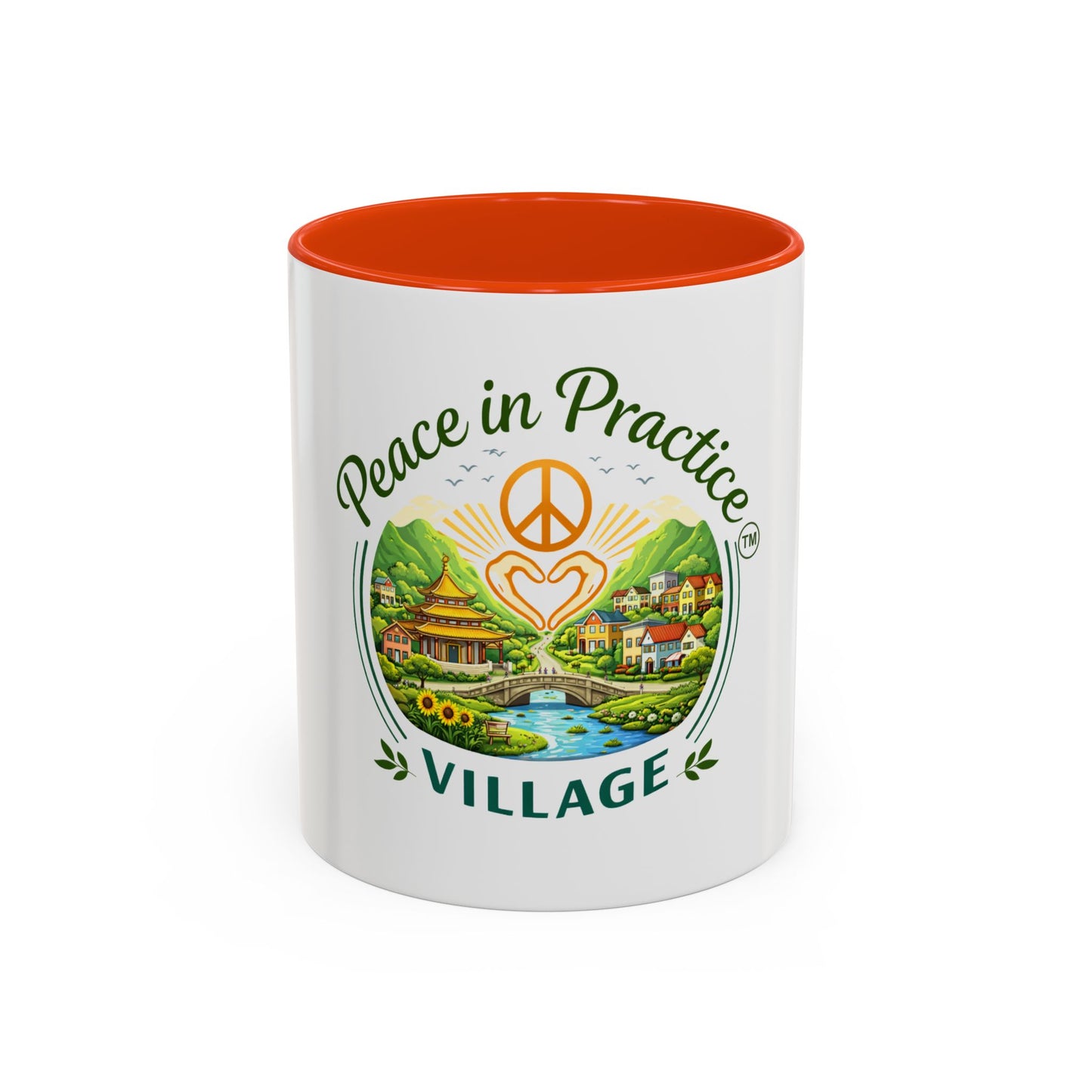 Peace in Practice Village Mug — Colorful 11oz/15oz Ceramic Coffee Cup