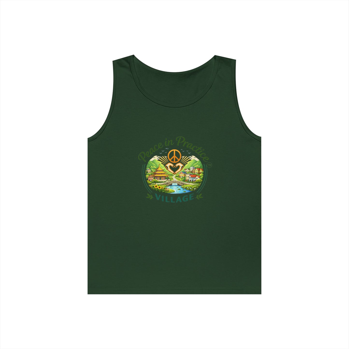 Peace in Practice Village Tank Top – Peace Sign Nature Graphic