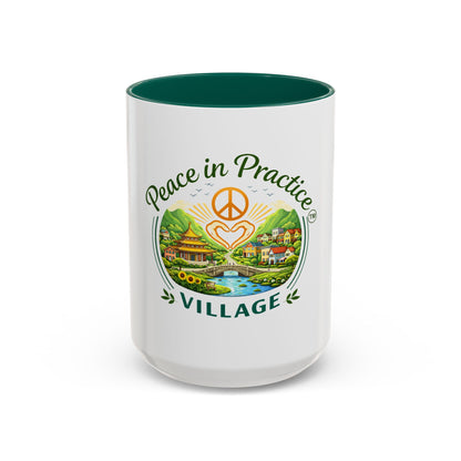 Peace in Practice Village Mug — Colorful 11oz/15oz Ceramic Coffee Cup