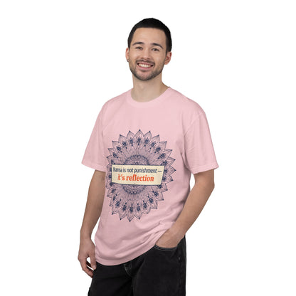T-Shirt — 'Karma Is Not Punishment, It’s Reflection' Mandala Tee (Peace in Practice Village)