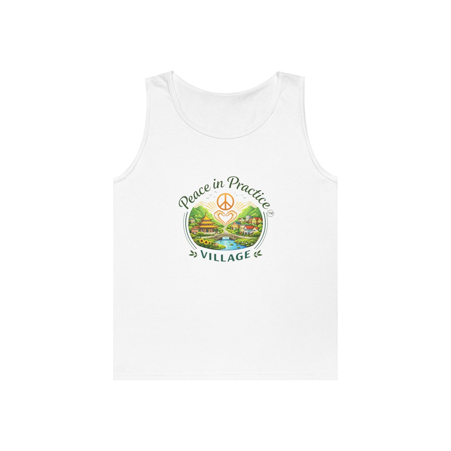 Peace in Practice Village Tank Top – Peace Sign Nature Graphic