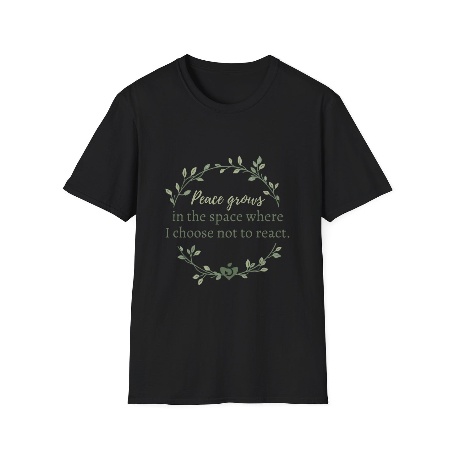 Peace in Practice T-Shirt — "Peace grows in the space where I choose not to react" Floral Graphic Tee