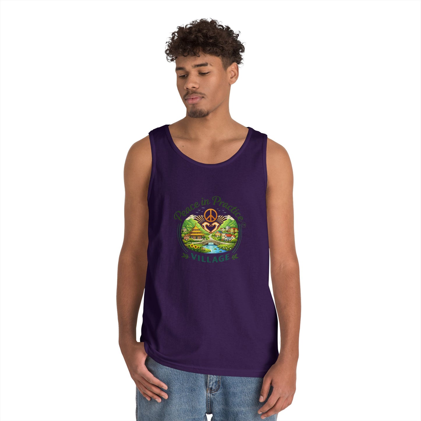 Peace in Practice Village Tank Top – Peace Sign Nature Graphic