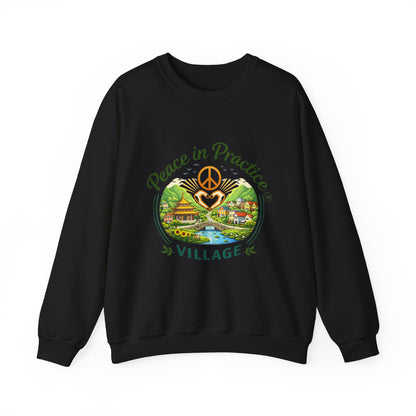 Peace in Practice Village Sweatshirt — Cozy Peace Sign & Countryside Illustration