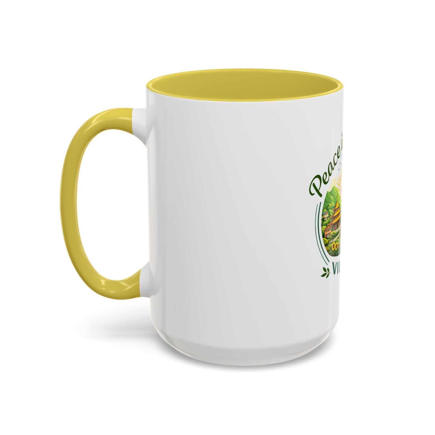 Peace in Practice Village Mug — Colorful 11oz/15oz Ceramic Coffee Cup