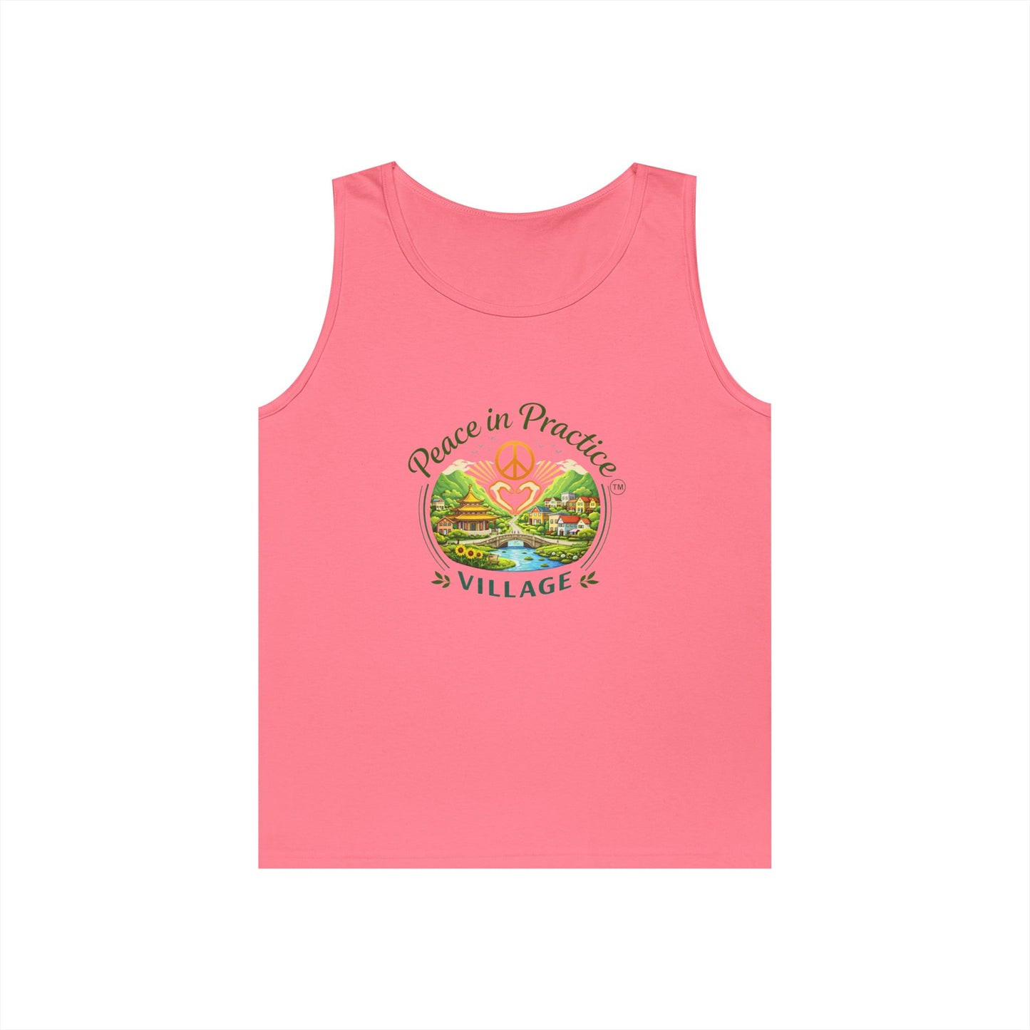 Peace in Practice Village Tank Top – Peace Sign Nature Graphic