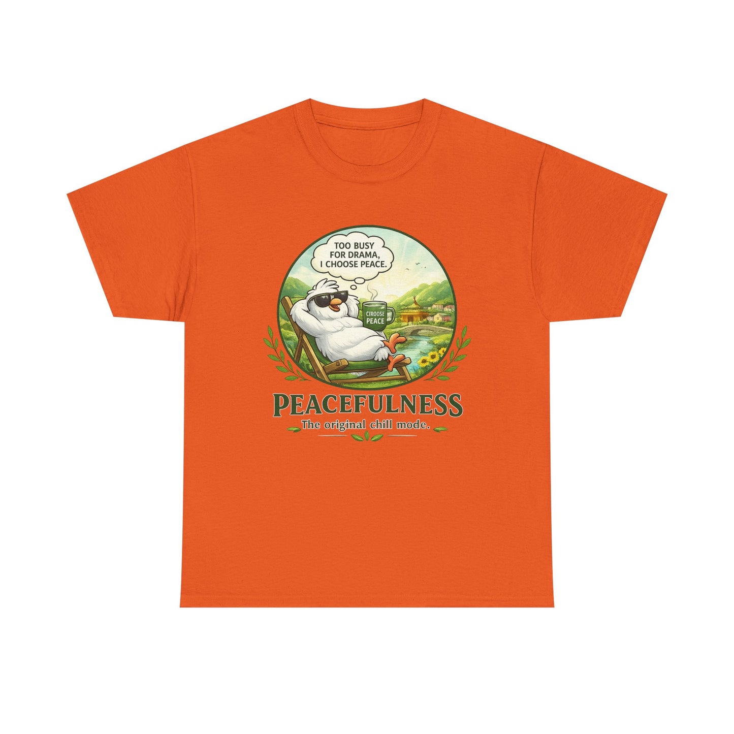Peacefulness Cat T-Shirt — "You Busy for Drama? I Choose Peace" Relaxed Graphic Tee
