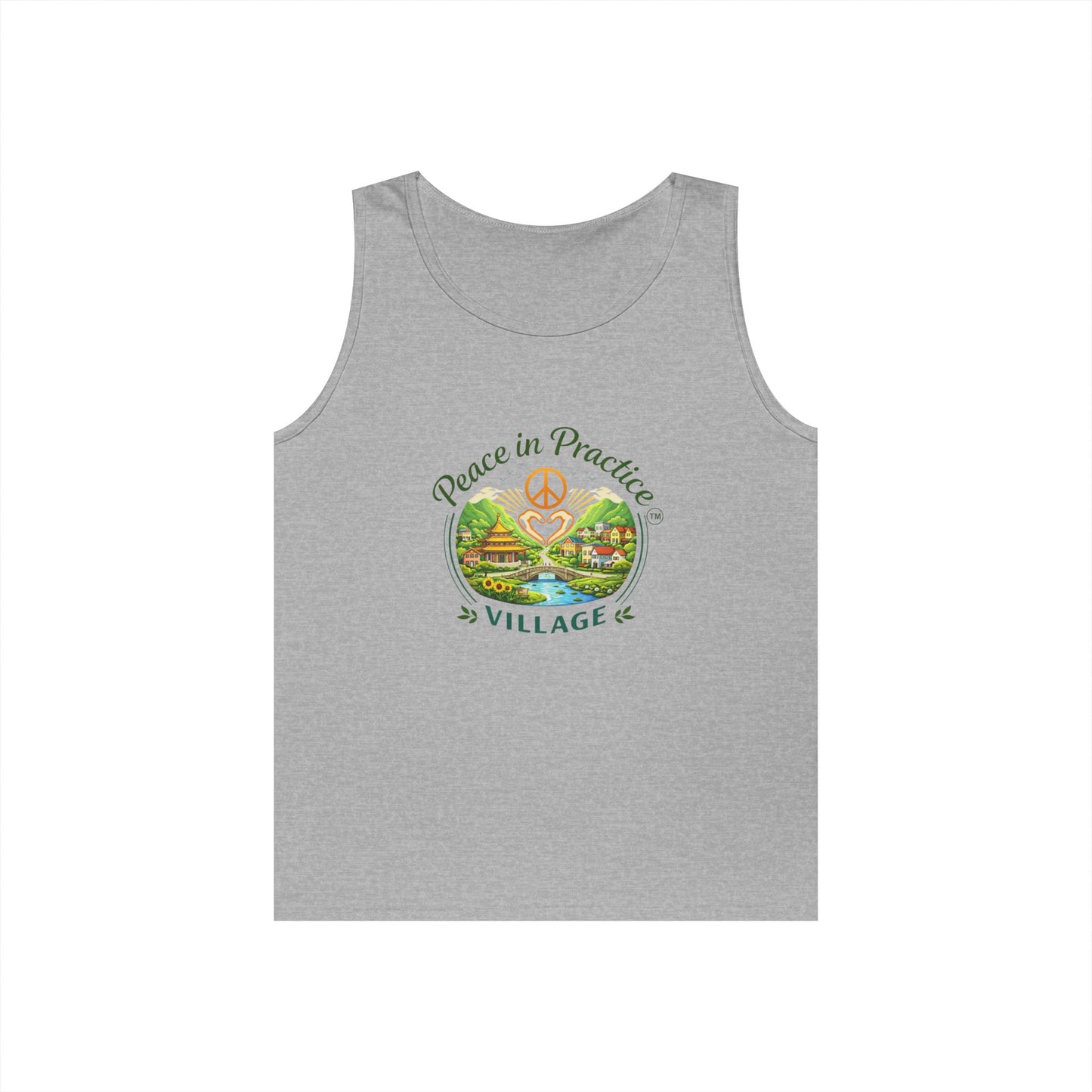 Peace in Practice Village Tank Top – Peace Sign Nature Graphic