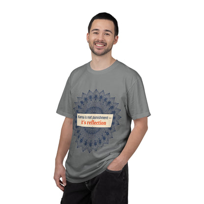 T-Shirt — 'Karma Is Not Punishment, It’s Reflection' Mandala Tee (Peace in Practice Village)
