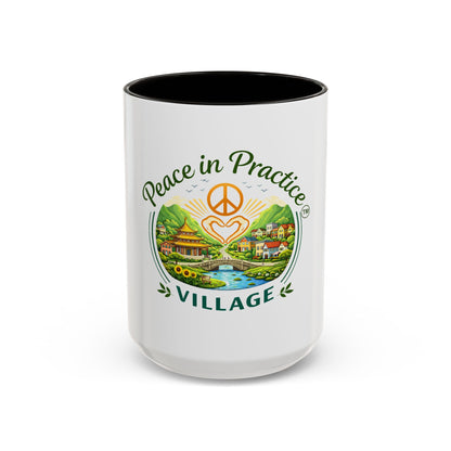 Peace in Practice Village Mug — Colorful 11oz/15oz Ceramic Coffee Cup