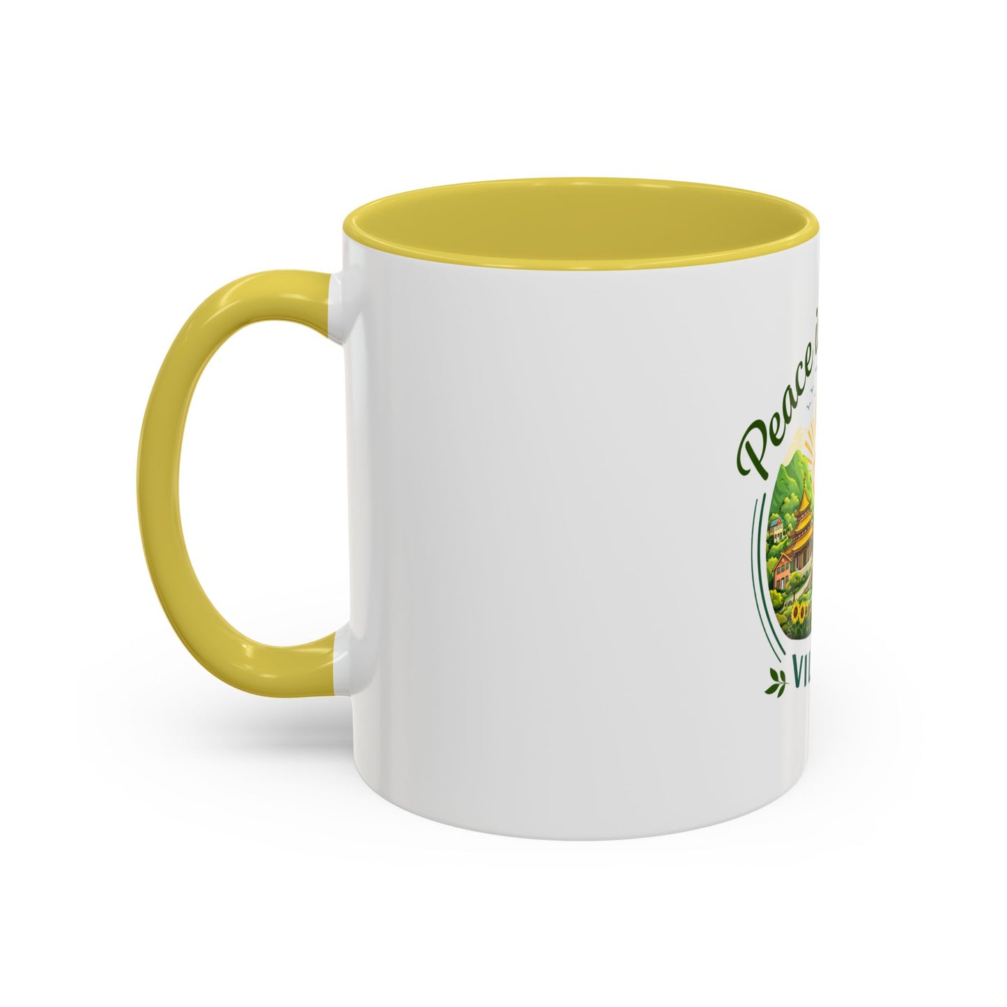Peace in Practice Village Mug — Colorful 11oz/15oz Ceramic Coffee Cup