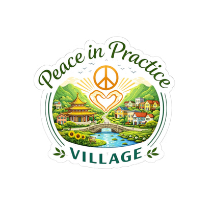 Peace in Practice Village Sticker — Peaceful Countryside Kiss-Cut Vinyl Decal