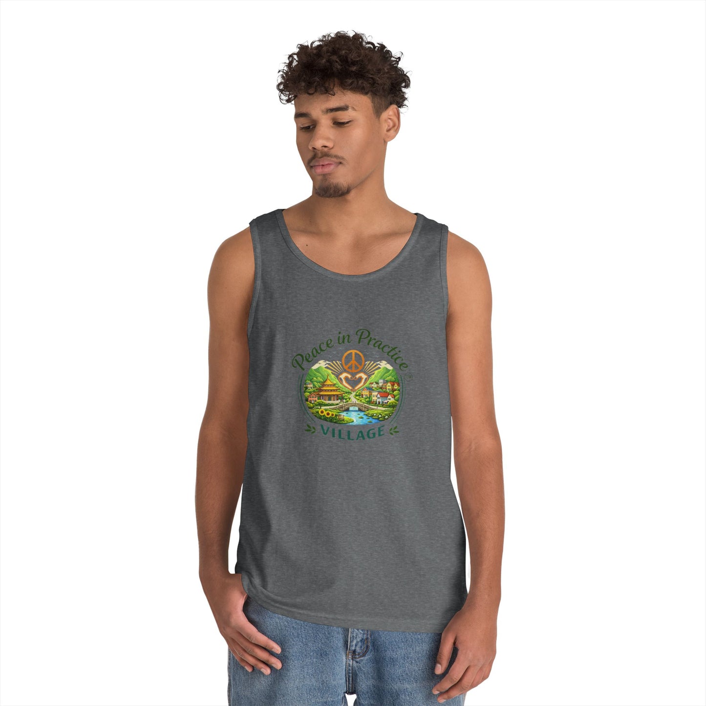 Peace in Practice Village Tank Top – Peace Sign Nature Graphic