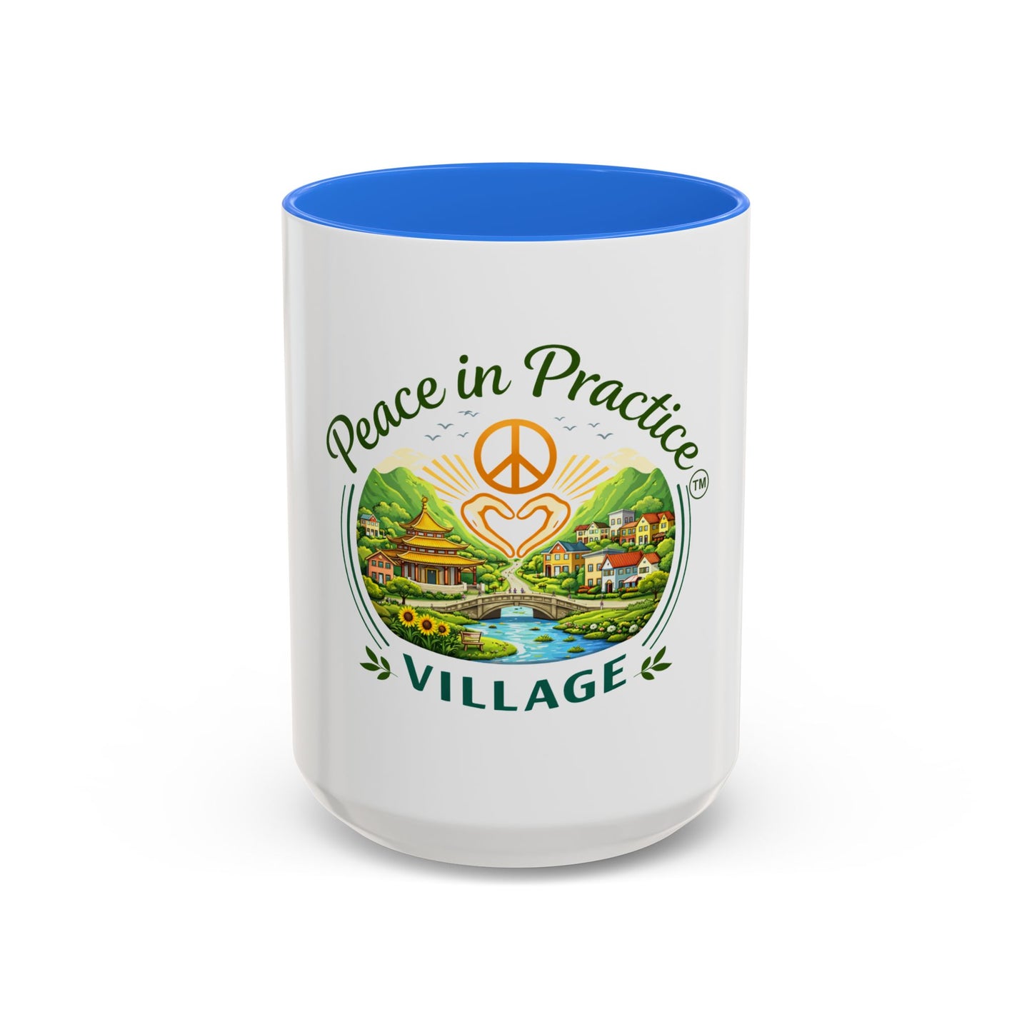Peace in Practice Village Mug — Colorful 11oz/15oz Ceramic Coffee Cup