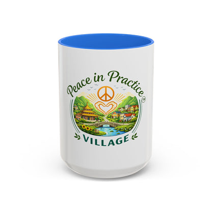 Peace in Practice Village Mug — Colorful 11oz/15oz Ceramic Coffee Cup