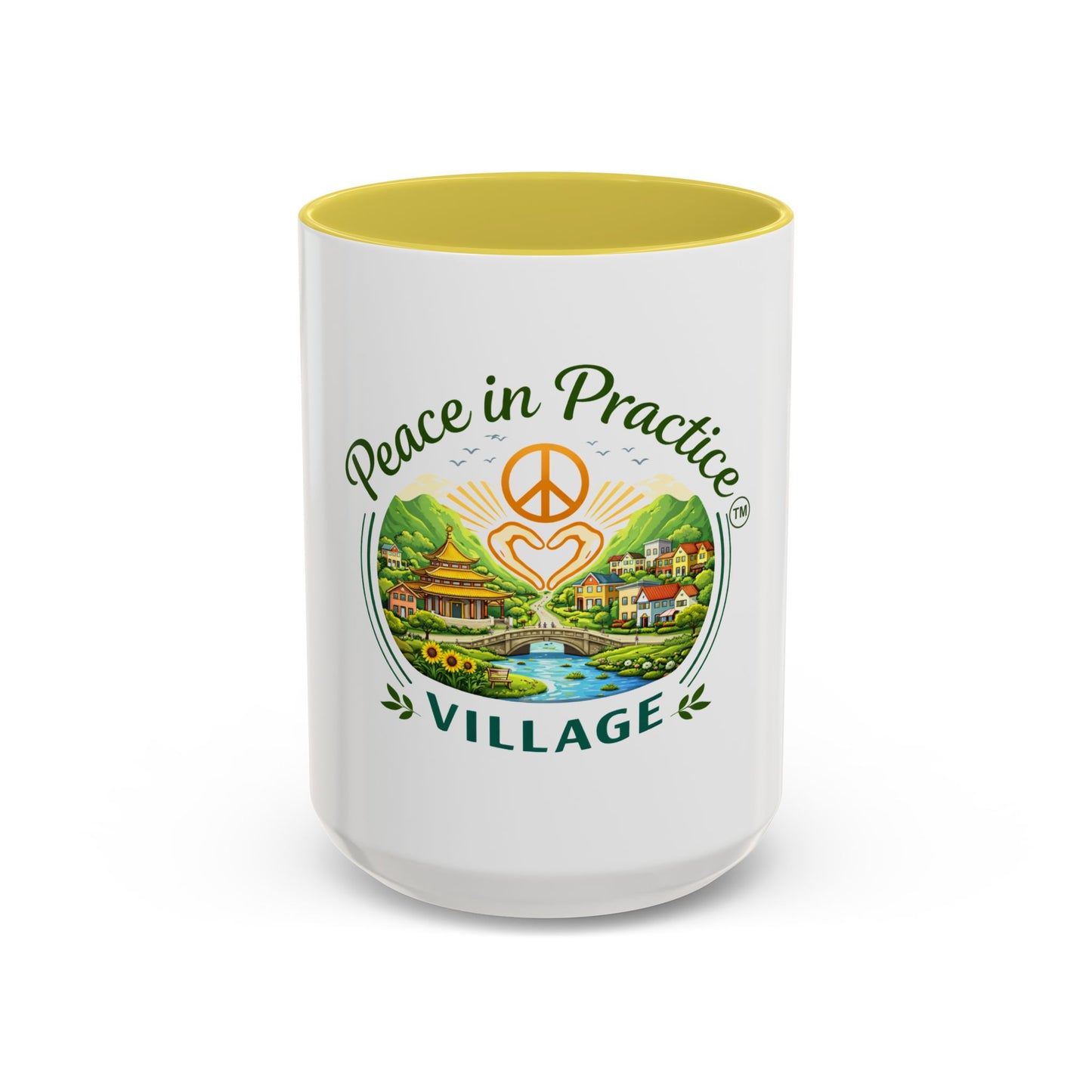 Peace in Practice Village Mug — Colorful 11oz/15oz Ceramic Coffee Cup