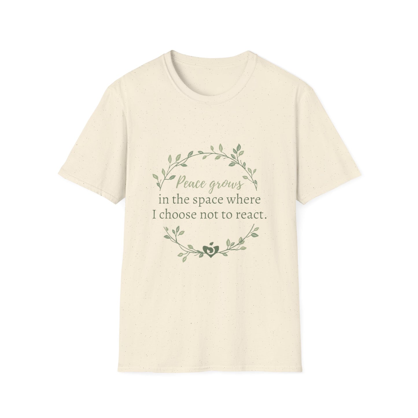 Peace in Practice T-Shirt — "Peace grows in the space where I choose not to react" Floral Graphic Tee