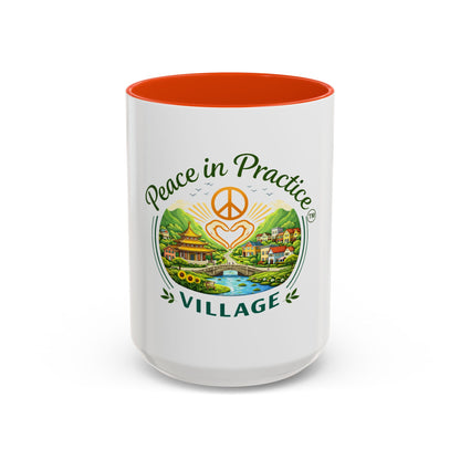Peace in Practice Village Mug — Colorful 11oz/15oz Ceramic Coffee Cup