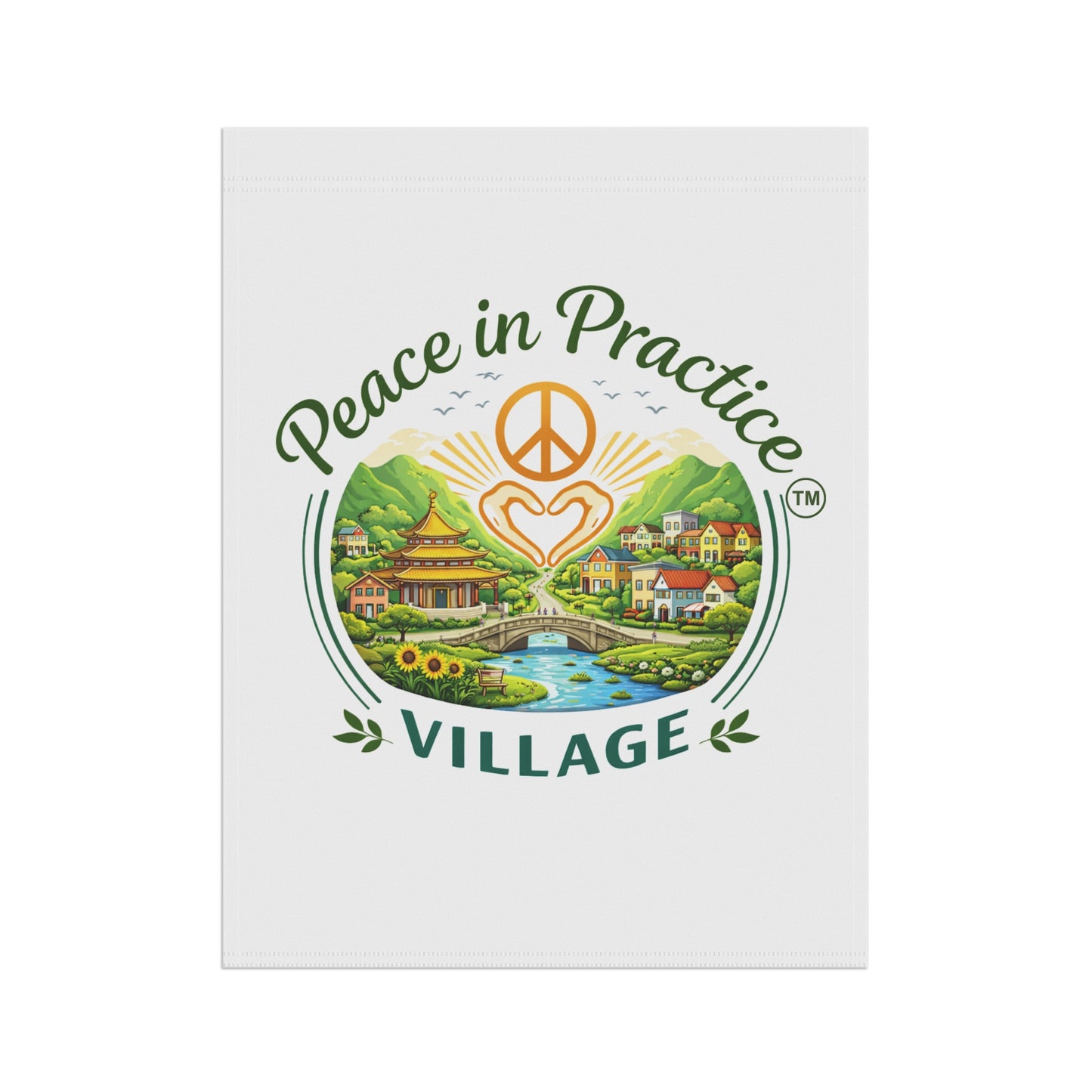 Peace in Practice Village Garden Flag — Decorative Outdoor House Banner