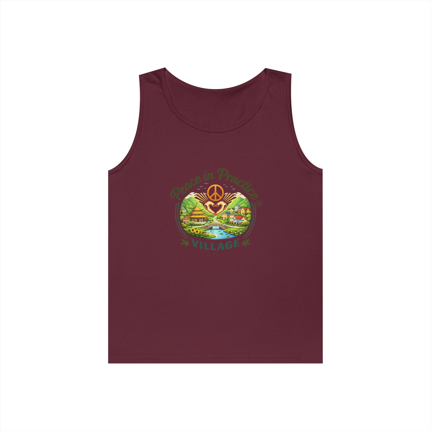 Peace in Practice Village Tank Top – Peace Sign Nature Graphic