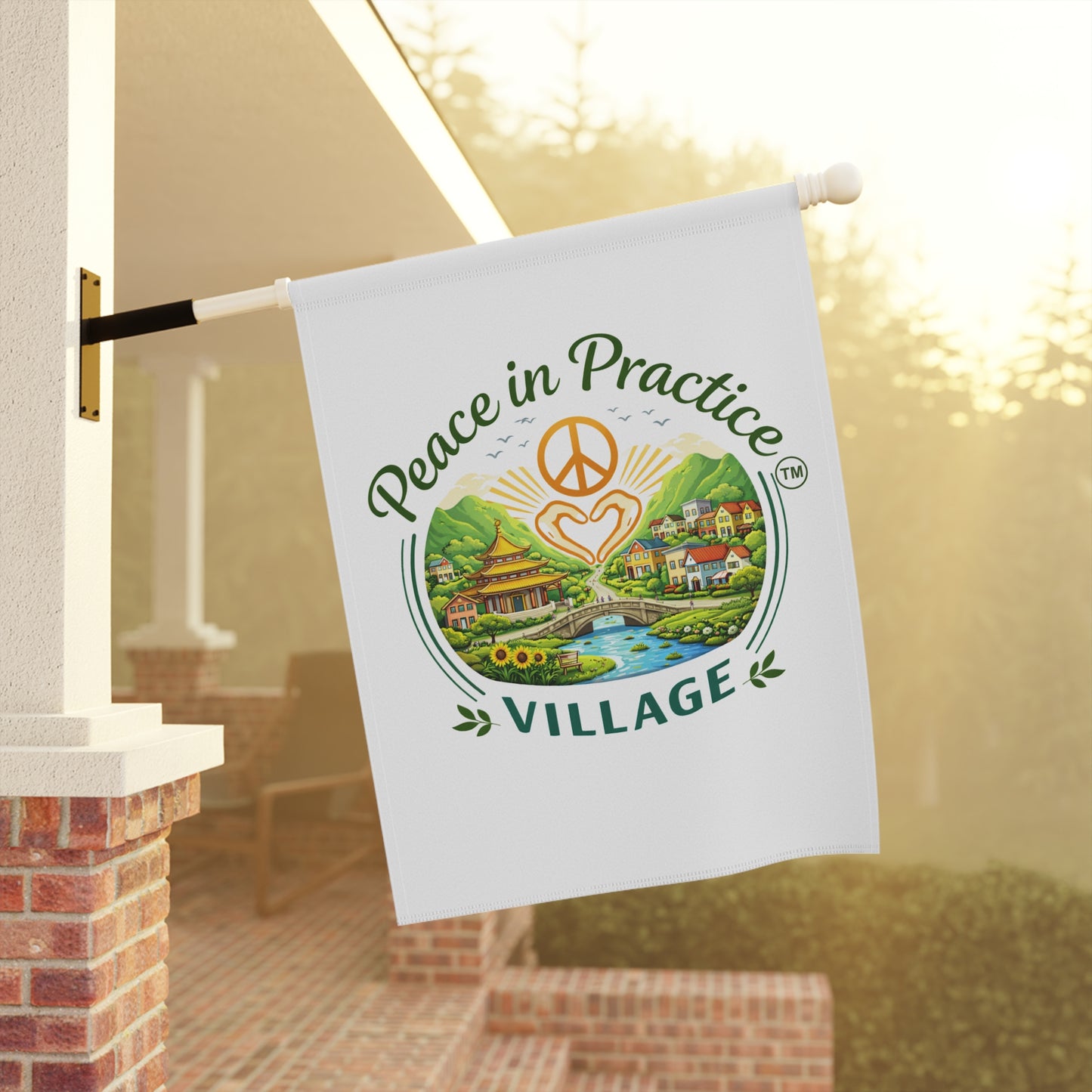 Peace in Practice Village Garden Flag — Decorative Outdoor House Banner