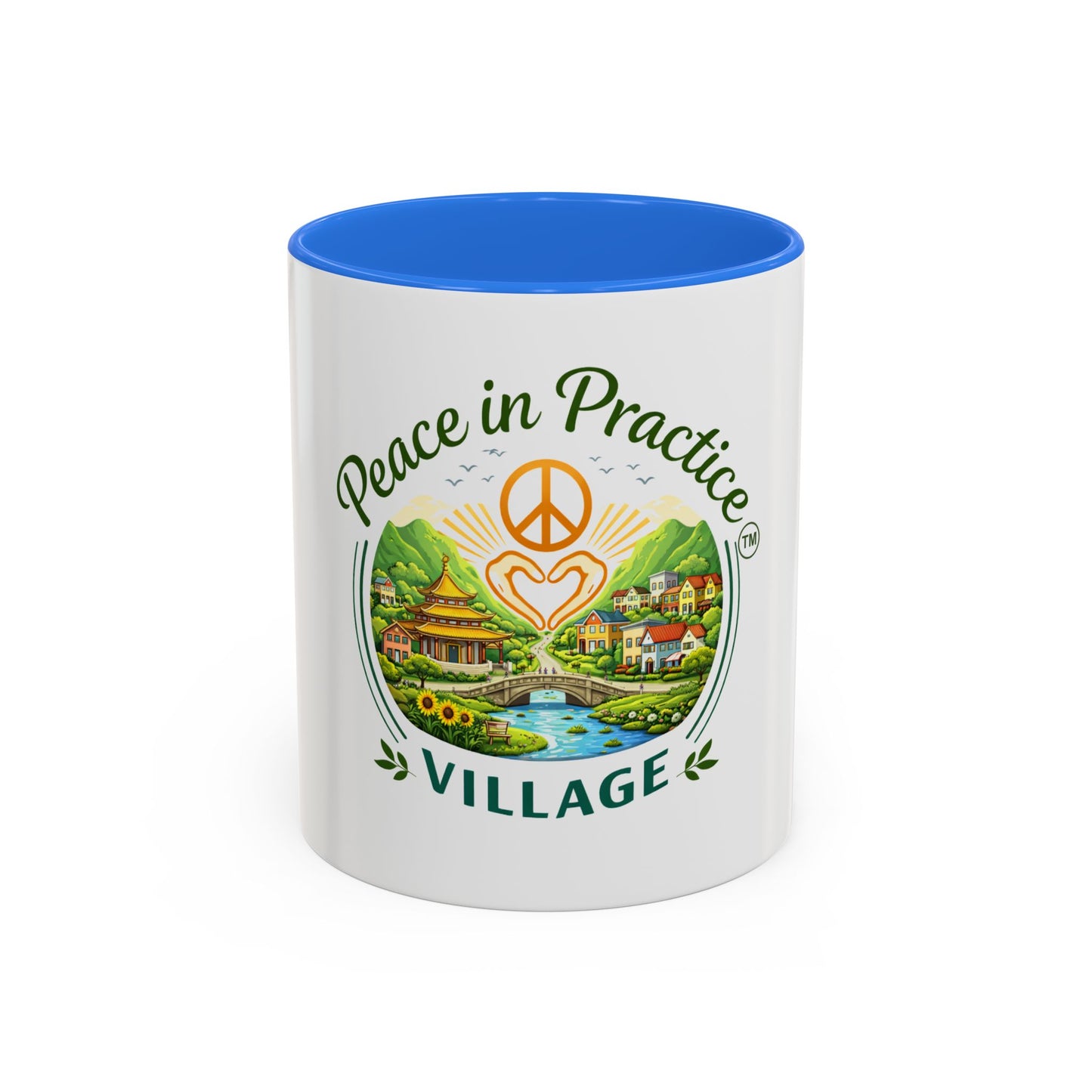 Peace in Practice Village Mug — Colorful 11oz/15oz Ceramic Coffee Cup