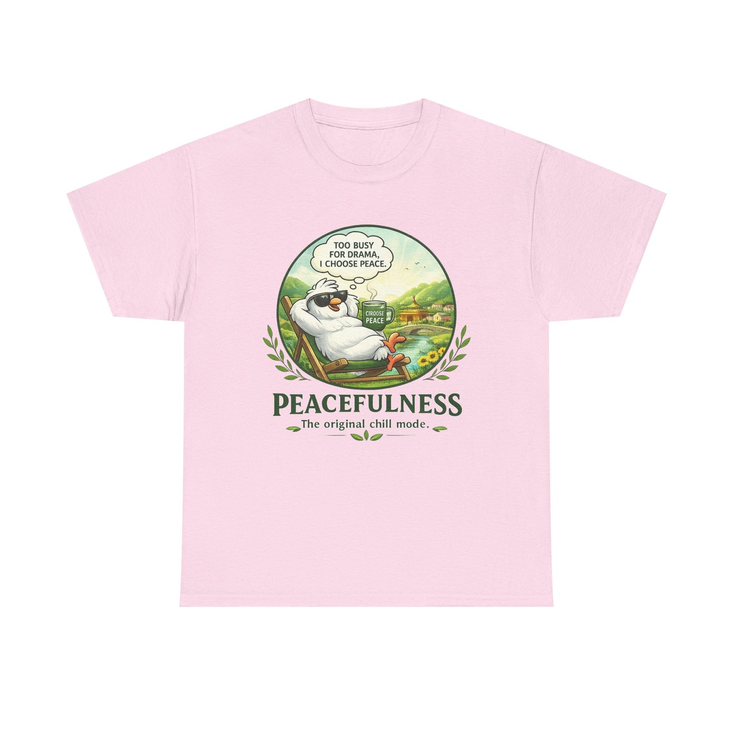 Peacefulness Cat T-Shirt — "You Busy for Drama? I Choose Peace" Relaxed Graphic Tee