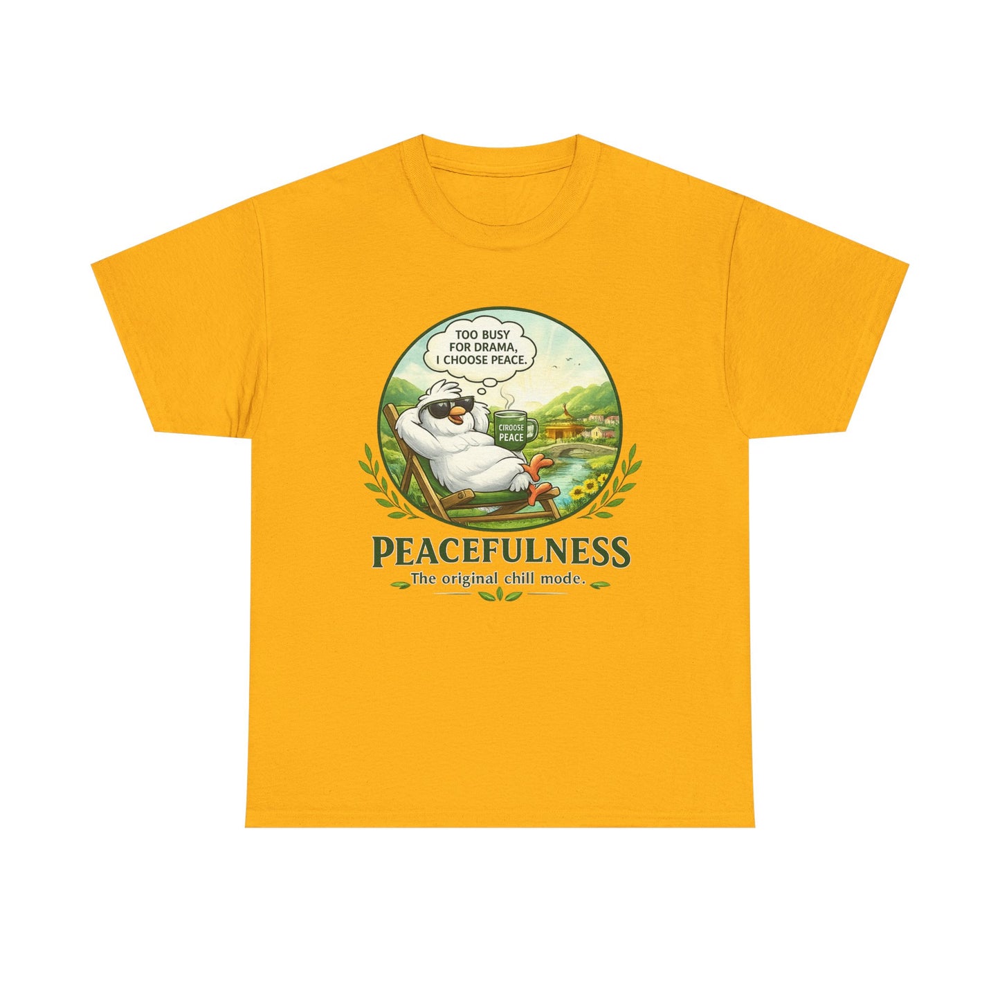 Peacefulness Cat T-Shirt — "You Busy for Drama? I Choose Peace" Relaxed Graphic Tee