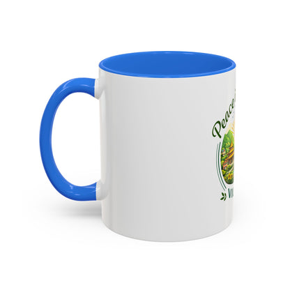 Peace in Practice Village Mug — Colorful 11oz/15oz Ceramic Coffee Cup