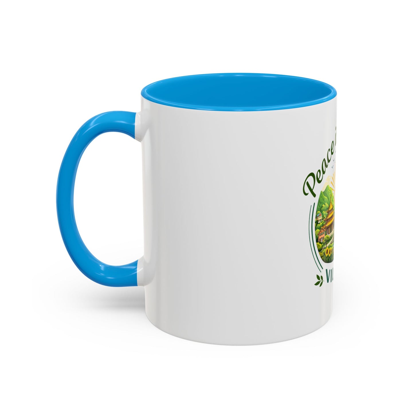 Peace in Practice Village Mug — Colorful 11oz/15oz Ceramic Coffee Cup